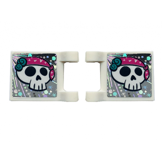 Flag 2 x 2 Square with Skull on Holographic Background Pattern on Both Sides (Stickers) - Set 41375