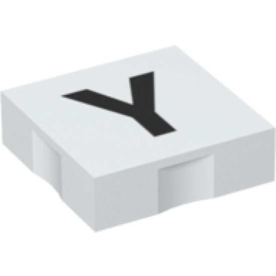 Duplo, Tile 2 x 2 with Black Capital Letter Y Pattern