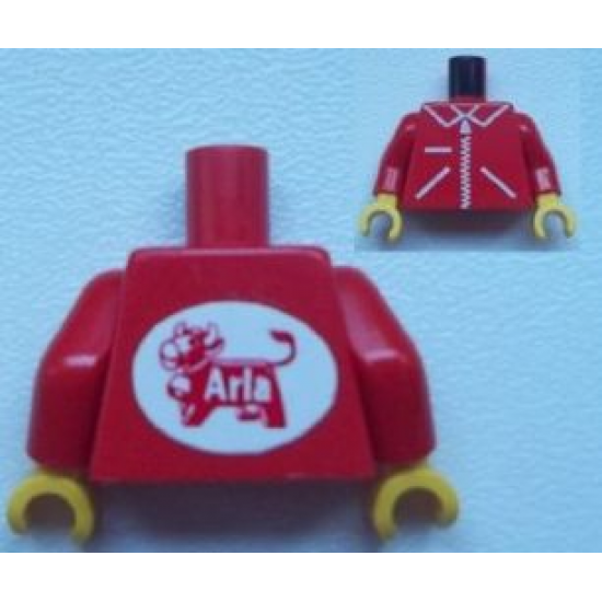 Torso Zipper Straight on Jacket with Arla Dairy Logo on Back Pattern (Sticker) / Red Arms / Yellow Hands