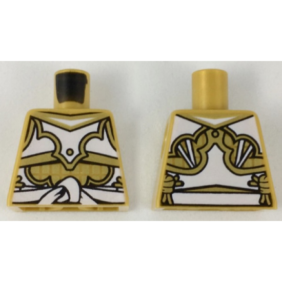Torso Ninjago Armor White and Gold with White Sash Pattern