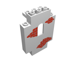 Panel 2 x 5 x 6 Wall with Window with Red Bricks Scattered Pattern
