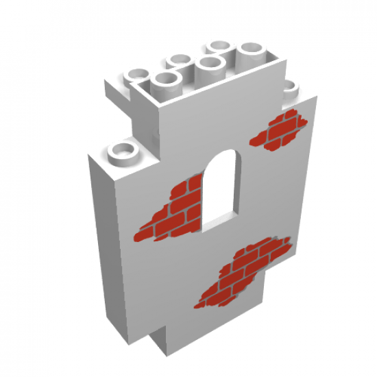 Panel 2 x 5 x 6 Wall with Window with Red Bricks Scattered Pattern