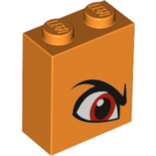 Brick 1 x 2 x 2 with Inside Stud Holder with Angry Red Right Eye and Eyebrow Pattern (Queen Watevra Wa'Nabi)