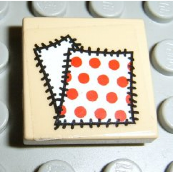 Tile 2 x 2 with White/Red Dots Patch Pattern (Sticker) - Sets 2879 / 5909 / 5948