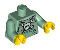Torso Pockets and Skull and Crossbones Pattern / Sand Green Arms / Yellow Hands