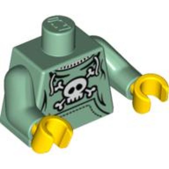 Torso Pockets and Skull and Crossbones Pattern / Sand Green Arms / Yellow Hands