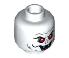Minifigure, Head Dual Sided Alien, Dark Bluish Gray Fur, Black Eyebrows and Nostrils, Red Eyes, Fangs, Angry / Scared Pattern - Hollow Stud