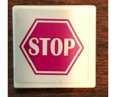 Road Sign 2 x 2 Square with Open O Clip with Magenta Stop Sign Pattern (Sticker) - Set 41134