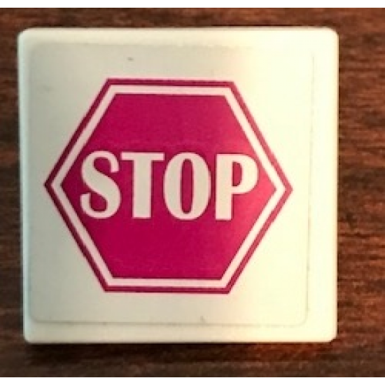 Road Sign 2 x 2 Square with Open O Clip with Magenta Stop Sign Pattern (Sticker) - Set 41134