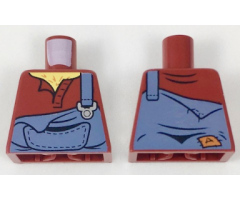 Torso Torn Sand Blue Overalls over Open Shirt Pattern (Hank Haystack)