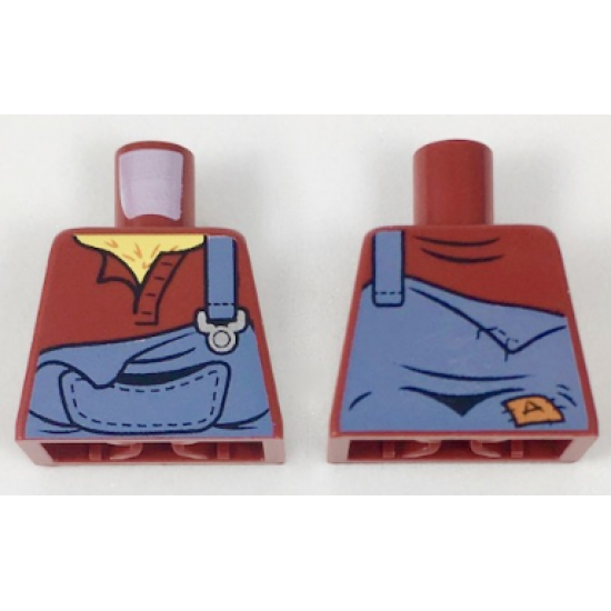 Torso Torn Sand Blue Overalls over Open Shirt Pattern (Hank Haystack)