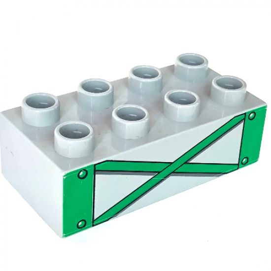 Duplo, Brick 2 x 4 with Green Girders Pattern