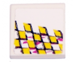 Tile 2 x 2 with Yellow Checkered Racing Pattern Model Right Side (Sticker) - Set 8131