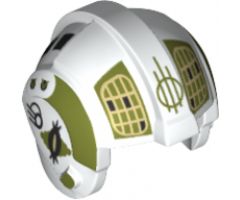 Minifigure, Headgear Helmet SW Rebel Pilot with Olive Green Stripes and Yellow Grid on Olive Green Pattern (Dutch Vander)