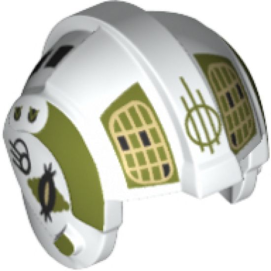 Minifigure, Headgear Helmet SW Rebel Pilot with Olive Green Stripes and Yellow Grid on Olive Green Pattern (Dutch Vander)