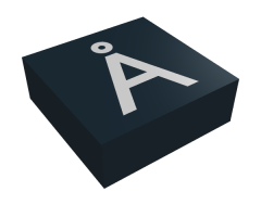 Tile 1 x 1 with Silver Capital Letter A with Ring (Å) Pattern