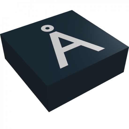 Tile 1 x 1 with Silver Capital Letter A with Ring (Å) Pattern