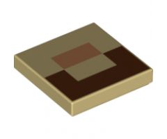 Tile 2 x 2 with Pixelated Medium Nougat and Reddish Brown Pattern (Minecraft Steve Nose and Mouth)