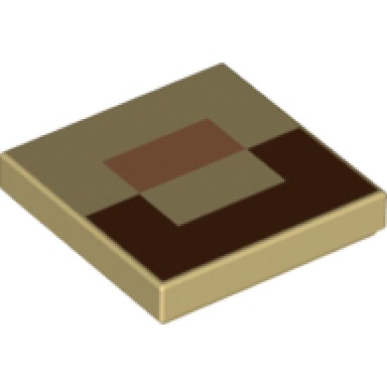 Tile 2 x 2 with Pixelated Medium Nougat and Reddish Brown Pattern (Minecraft Steve Nose and Mouth)