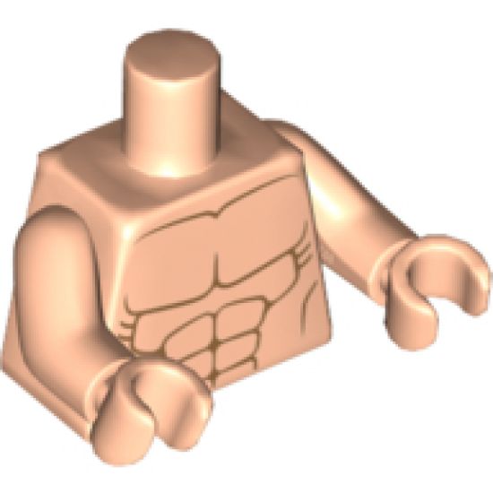 Torso Bare Chest with Muscles Outline Pattern / Light Nougat Arms / Light Nougat Hands
