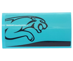 Slope, Curved 2 x 4 x 2/3 with Bottom Tubes with Black Stripe and Leaping Jaguar on Medium Azure Background Pattern Model Right Side (Sticker) - Set 76898