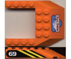Wedge 6 x 8 Cutout with Arctic Logo on Front and Black / Yellow Stripes and 69 Pattern on Both Sides (Stickers) - Set 6586