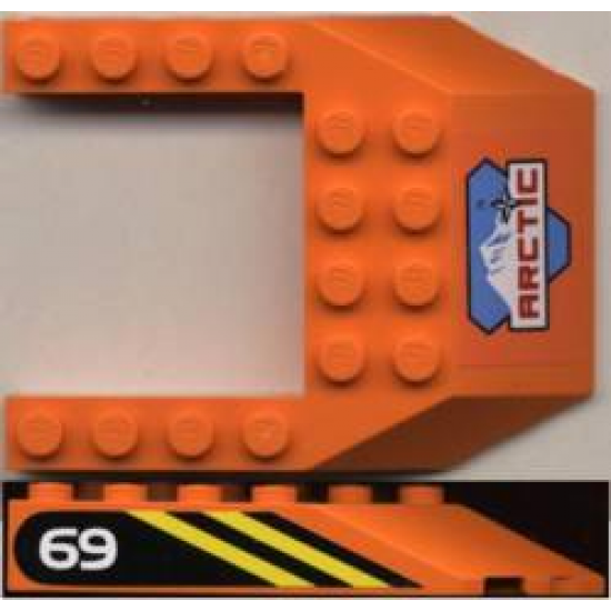 Wedge 6 x 8 Cutout with Arctic Logo on Front and Black / Yellow Stripes and 69 Pattern on Both Sides (Stickers) - Set 6586