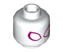 Minifigure, Head Large Magenta Eye Outlines Pattern - Hollow Stud