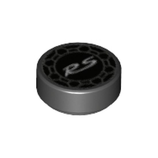 Tile, Round 1 x 1 with 'RS' Pattern