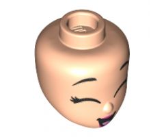 Mini Doll, Head Friends with Closed Large Eyes, Raised Eyebrows, and Open Mouth with Tongue Pattern (Ariel)
