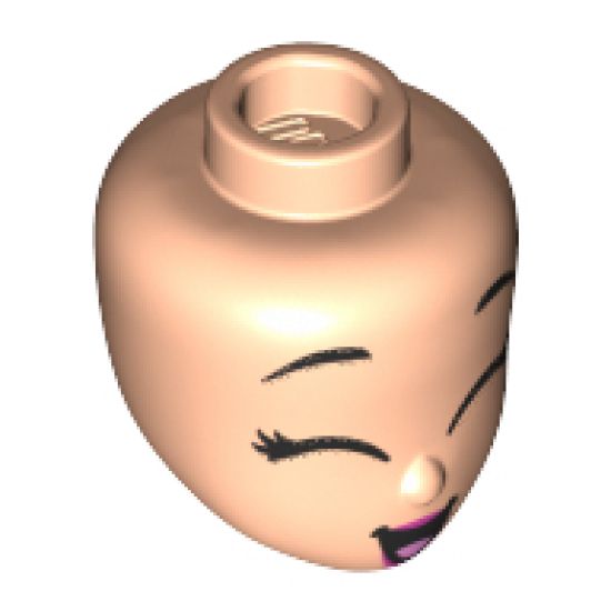 Mini Doll, Head Friends with Closed Large Eyes, Raised Eyebrows, and Open Mouth with Tongue Pattern (Ariel)