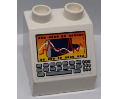 Duplo, Brick 2 x 2 x 1 1/2 Slope 45 with Charts and Keyboard Pattern (Sticker) - Set 7840