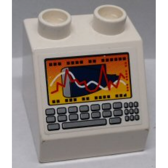 Duplo, Brick 2 x 2 x 1 1/2 Slope 45 with Charts and Keyboard Pattern (Sticker) - Set 7840