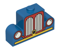 Brick, Modified 1 x 4 x 2 Center Stud Top with Car Grille Fabuland yellow/red Pattern