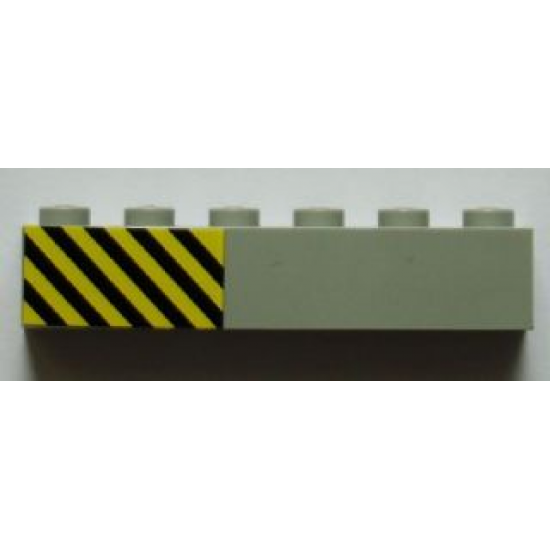 Brick 1 x 6 with Black and Yellow Danger Stripes Pattern Left (Sticker) - Set 7823