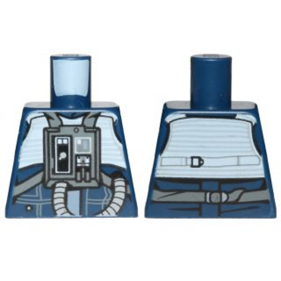 Torso SW Rebel U-Wing/Y-Wing Pilot with Sand Blue Vest and Dark Bluish Gray Front Panel with Hose Pattern