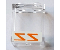 Panel 1 x 2 x 2 with Side Supports - Hollow Studs with Reversed Orange 'ZZ' on White Background Pattern (Sticker) - Set 75144