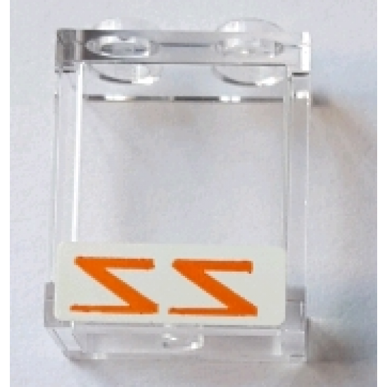 Panel 1 x 2 x 2 with Side Supports - Hollow Studs with Reversed Orange 'ZZ' on White Background Pattern (Sticker) - Set 75144