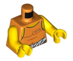 Torso Town Prisoner Number 92116, Orange Tank Top with White Shirt Tied Around Waist Pattern / Yellow Arms / Yellow Hands
