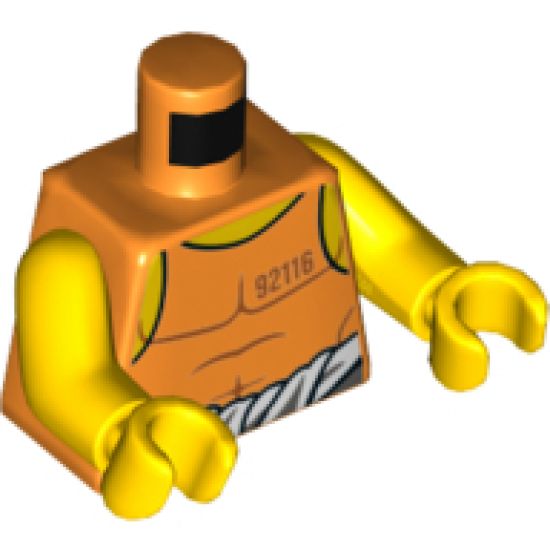 Torso Town Prisoner Number 92116, Orange Tank Top with White Shirt Tied Around Waist Pattern / Yellow Arms / Yellow Hands
