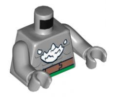 Torso Bare Chest with Muscles, Belt and White Splash Pattern (Doomsday) / Light Bluish Gray Arms / Light Bluish Gray Hands