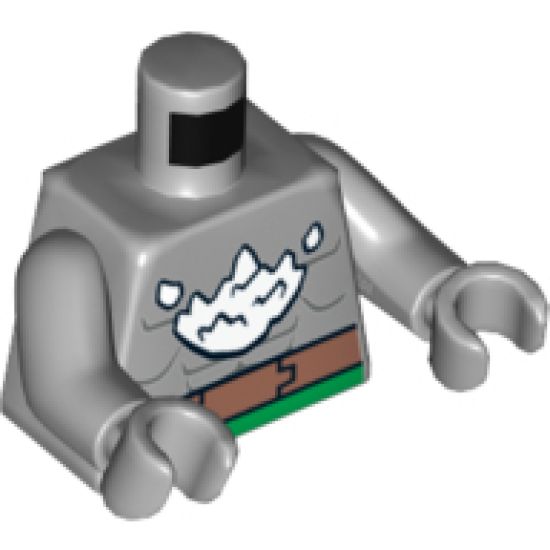 Torso Bare Chest with Muscles, Belt and White Splash Pattern (Doomsday) / Light Bluish Gray Arms / Light Bluish Gray Hands