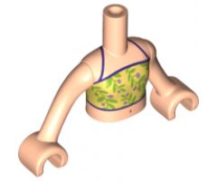 Mini Doll, Torso Friends Girl Yellowish Green Top with Vines and Metallic Purple Circles Pattern, Light Nougat Arms with Hands