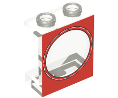 Panel 1 x 2 x 2 - Hollow Studs with Porthole on Red Background Pattern