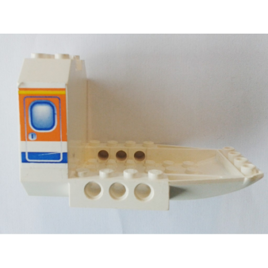 Aircraft Fuselage Forward Bottom Angular 6 x 10 x 5 (Cockpit) with Blue and Orange Door Pattern on Both Sides (Stickers) - Set 4619