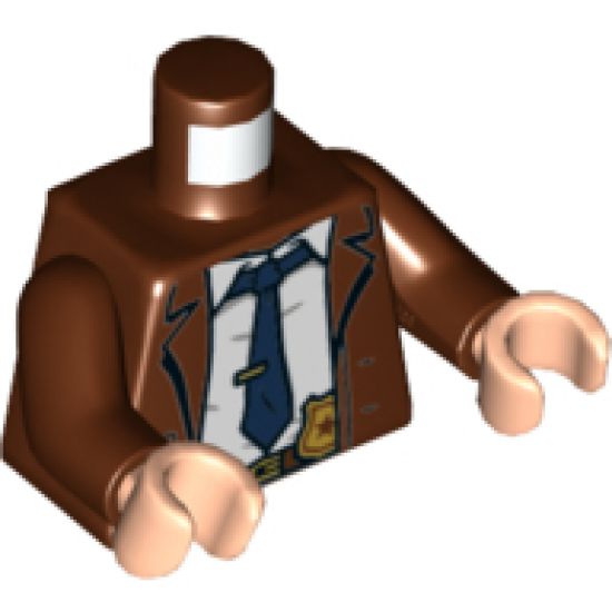 Torso Overcoat, White Shirt, Dark Blue Tie, Gold Tie Clip and Badge Pattern / Reddish Brown Arms / Light Nougat Hands