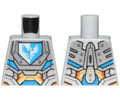 Torso Nexo Knights Armor with Orange and Gold Circuitry and Emblem with Blue Falcon Pattern