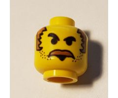 Minifigure, Head Moustache Brown Bushy, Stubble, and Brown Sideburns Pattern - Blocked Open Stud