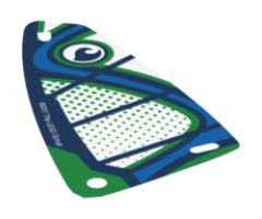 Plastic Triangle 6 x 12 Sail with Dark Blue Wave in Circle and Dark Azure, Dark Blue and Green Markings Pattern