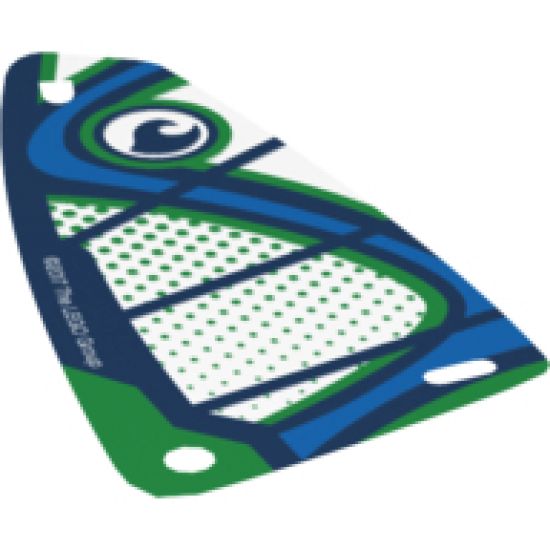 Plastic Triangle 6 x 12 Sail with Dark Blue Wave in Circle and Dark Azure, Dark Blue and Green Markings Pattern